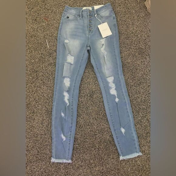 KanCan Lola Skinny Frayed Destroyed Jeans - Picture 1 of 5